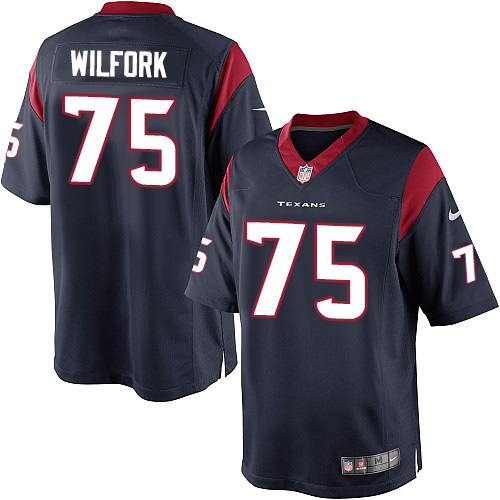 Men's Limited Vince Wilfork Nike Jersey Navy Blue Home - #75 NFL Houston Texans